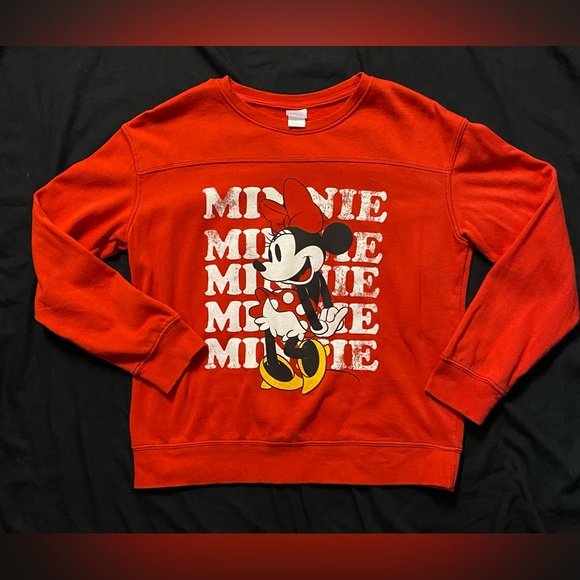 Disney Minnie Mouse Sweatshirt Red Graphic Pullover Casual Cartoon Size Large - Picture 5 of 7